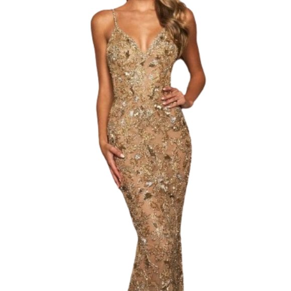Sherri Hill | Dresses | Sherri Hill 54255 Prom Dress Nudegoldsilver Size  And 6 | Poshmark